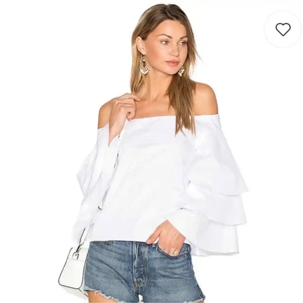 Revolve Endless Rose Tiered Bell‎ Sleeve Off The Shoulder Top - Picture 3 of 13